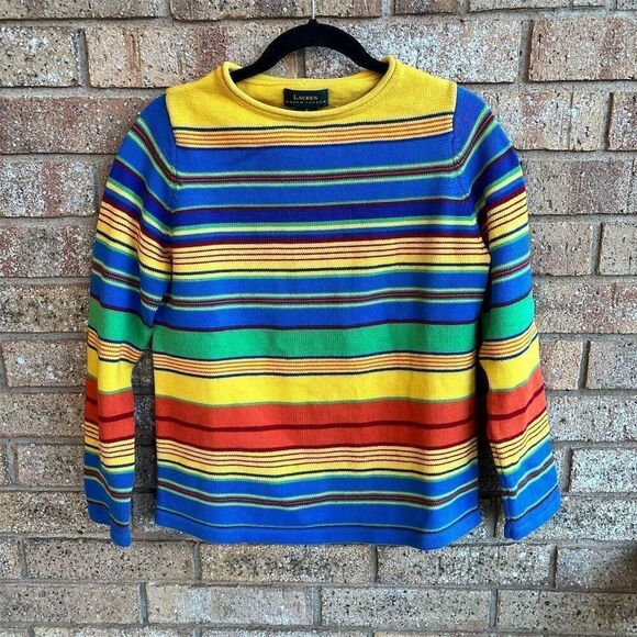 Lauren Ralph Lauren Women's Striped Pullover Sweater Multicolor Size S - Picture 1 of 4
